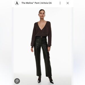 Aritzia Melina Leather Pants Black